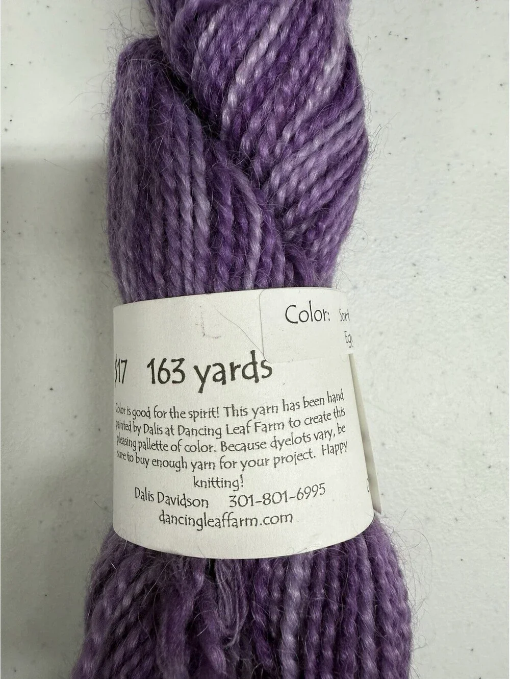 Dancing Leaf Farm ‘Salsa’ Mohair/Wool Yarn Color Sorta Solid Eggplant 1 Skein